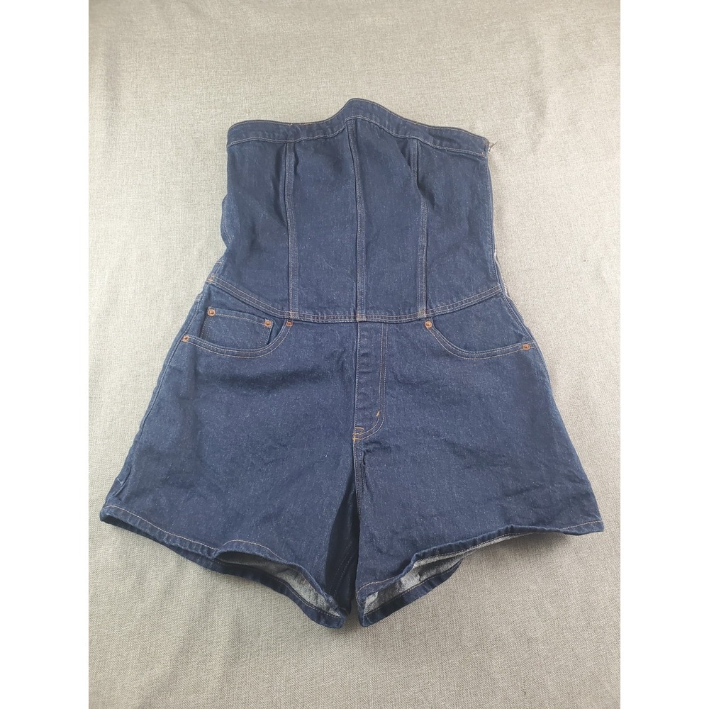 Abercrombie & FItch Denim Strapless Romper Womens Medium Dark Blue Wash
